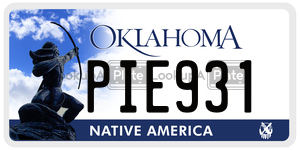 PIE931 license plate in Oklahoma