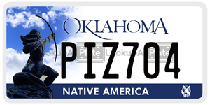 PIZ704 license plate in Oklahoma