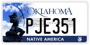PJE351  license plate in OK