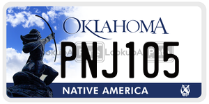 PNJ105 license plate in Oklahoma