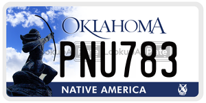 PNU783 license plate in Oklahoma