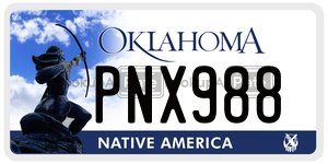 PNX988  license plate in OK