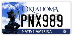 PNX989  license plate in OK