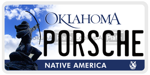 PORSCHE  license plate in OK