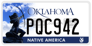 PQC942  license plate in OK