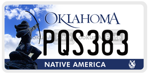 PQS383  license plate in OK