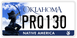 PRQ130 license plate in Oklahoma