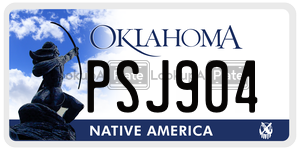 PSJ904  license plate in OK
