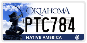 PTC784  license plate in OK