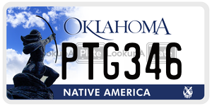 PTG346  license plate in OK