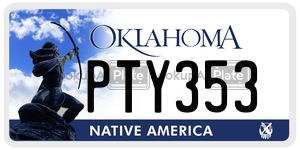 PTY353  license plate in OK