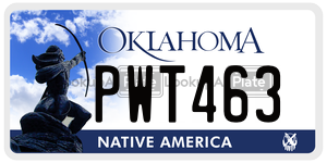 PWT463  license plate in OK