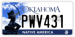 PWV431  license plate in OK