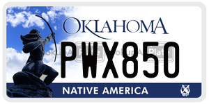 PWX850 license plate in Oklahoma