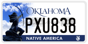 PXU838  license plate in OK
