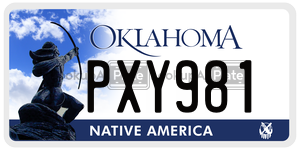 PXY981  license plate in OK