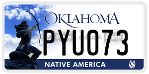 PYU073  license plate in OK
