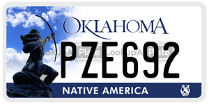 PZE692  license plate in OK