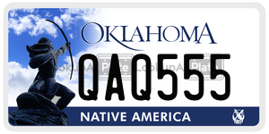 QAQ555 license plate in Oklahoma