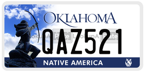 QAZ521  license plate in OK