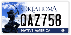 QAZ758  license plate in OK