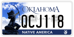 QCJ118  license plate in OK