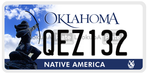 QEZ132  license plate in OK