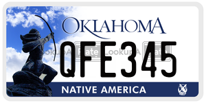 QFE345  license plate in OK