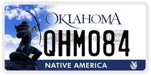QHM084  license plate in OK