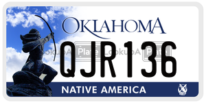 QJR136  license plate in OK