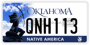 QNH113  license plate in OK