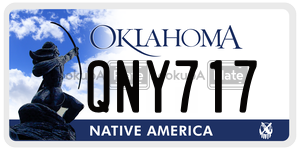 QNY717  license plate in OK