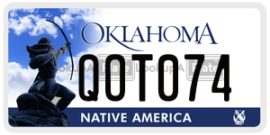 QOT074  license plate in OK