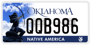 QQB986  license plate in OK