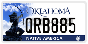 QRB885  license plate in OK