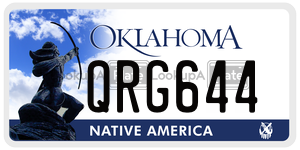 QRG644  license plate in OK