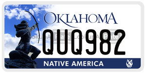 QUQ982  license plate in OK