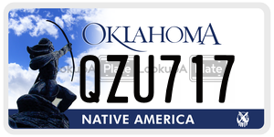 QZU717  license plate in OK