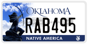 RAB495 license plate in Oklahoma