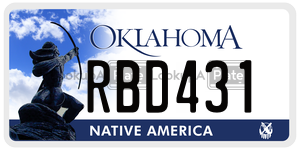 RBD431  license plate in OK