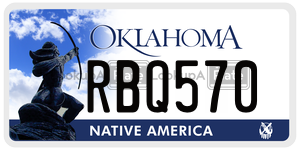 RBQ570  license plate in OK