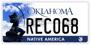 REC068  license plate in OK