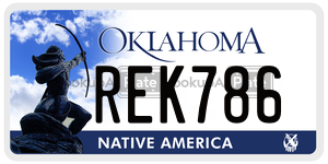 REK786 license plate in Oklahoma