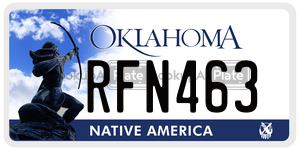 RFN463  license plate in OK