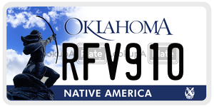 RFV910  license plate in OK