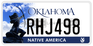RHJ498  license plate in OK