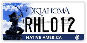 RHL012  license plate in OK