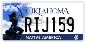 RIJ159  license plate in OK