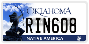RIN608  license plate in OK