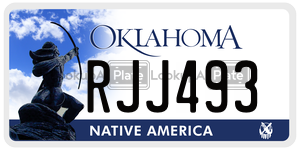 RJJ493  license plate in OK